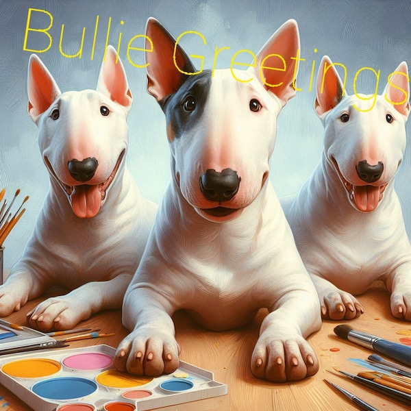 Bull Terrier Art, Bullie Brothers,digital download JPEG+, PNG for printing of T-shirts,pillows,bags,birthday cards,coffee mugs etc.