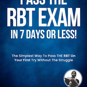 Może przedstawiać: Niebieskie tło z białym tekstem, kt&oacute;ry brzmi "PASS THE RBT EXAM IN 7 DAYS OR LESS!"  Tekst "The Simplest Way To Pass THE RBT On Your First Try Without The Struggle" znajduje się pod gł&oacute;wnym tytułem.  Małe k&oacute;łko ze zdjęciem osoby w czapce bejsbolowej trzymającej telefon znajduje się w prawym dolnym rogu.  Tekst "RAPHAEL MAGLALANG, RBT" znajduje się na dole obrazu.