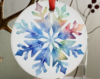 Double-Sided Pastel Snowflake Ornament, Handmade Holiday Decor, Charming Christmas Tree Accessory