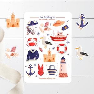 La Bretagne StickerBogen,Meeresaufkleber,Cottagecore-Aufkleber,Naturaufkleber,Planeraufkleber,Landschaftsaufkleber,Französische Lebensaufkleber