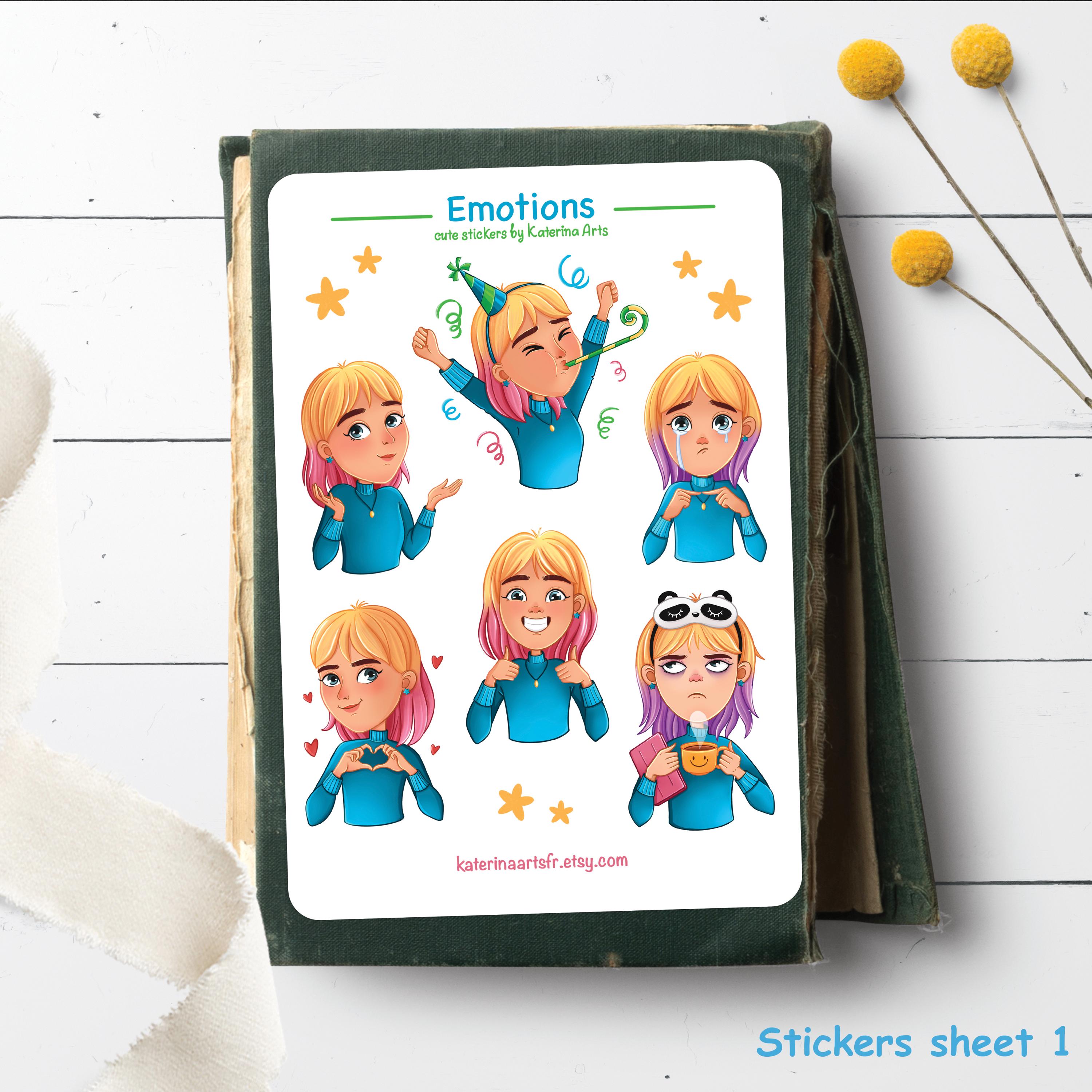 The EMOTIONS Sticker Sheet,bullet Journal Sticker,planner Sticker,girl ...
