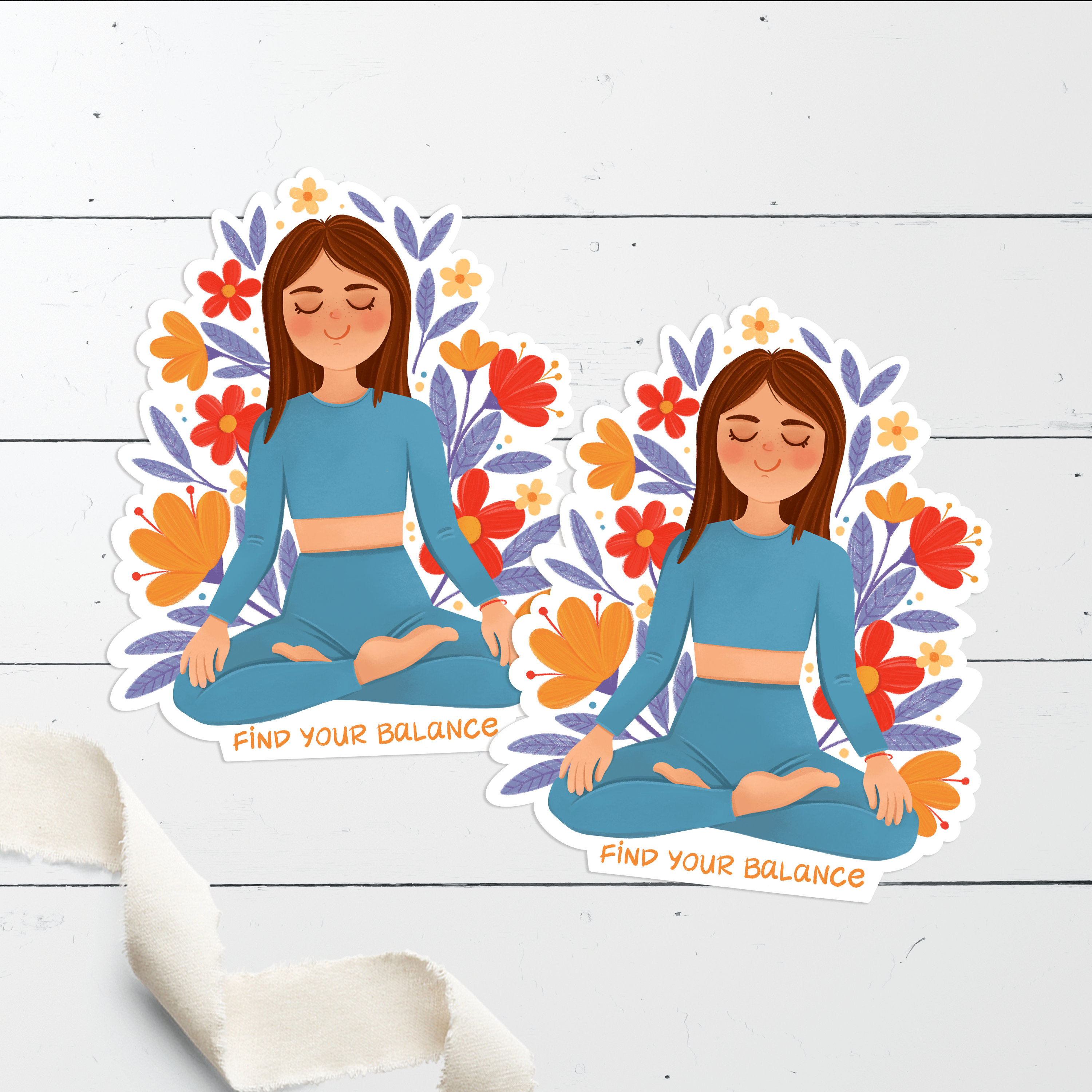 Engurage Sticker Yoga Time Sticker, Flower Girl Sticker, Yoga Girl Sticker, Selfcare ...