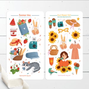 Foglio di adesivi estivi, adesivi per album, adesivi per planner, adesivi per amanti degli adesivi, adesivi per diario, adesivi per ragazze estive, adesivi per il sole, goditi l'estate