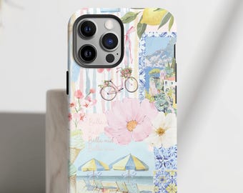 Italian Summer Phone Case | Amalfi Coast Collage Tough Case | Mediterranean Italy Aesthetic | iPhone 17 16 15 | Samsung Galaxy S26 S25