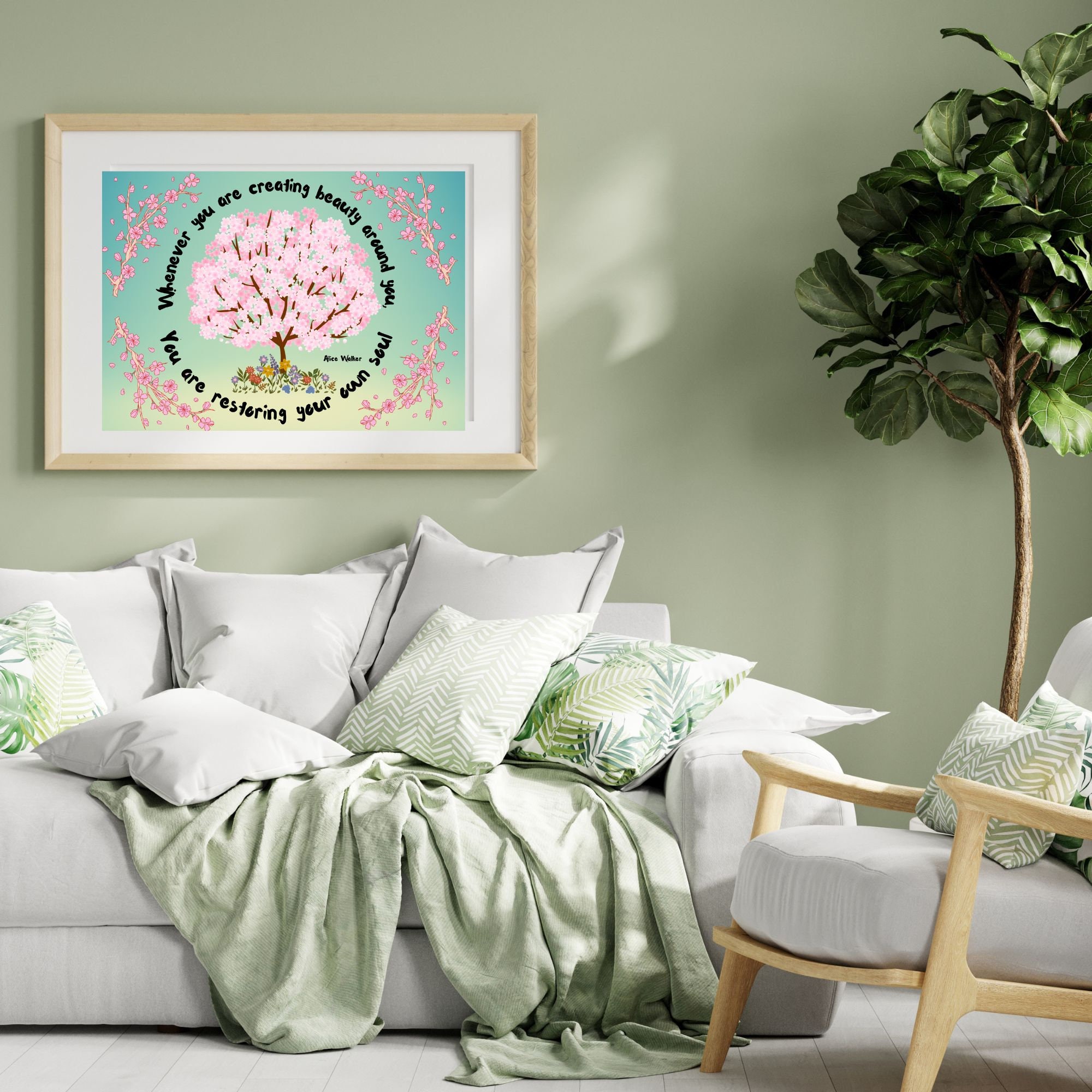 CREATING BEAUTY    Alice Walker Quote Printable Downloadable Wall Art Gift for Mom Art Print Living Room Art - Thumbnail 2