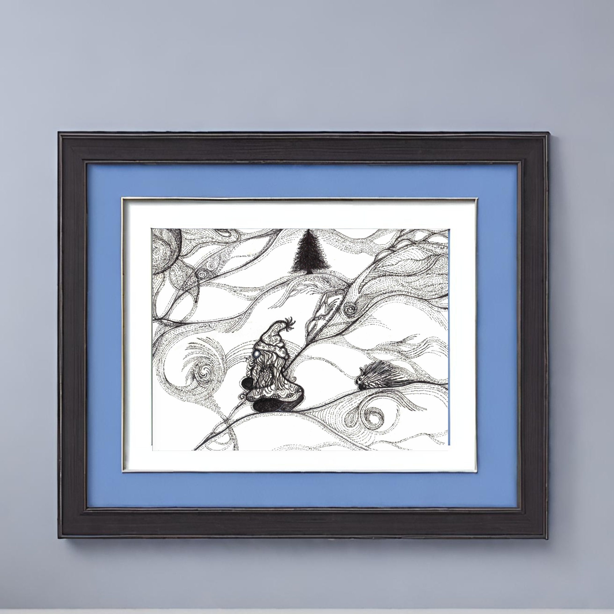 SAUNTER    Hand Drawn in Ink, Downloadable and Printable in Multiple Sizes, Bonus Coloring Page