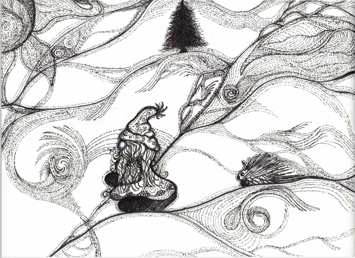SAUNTER    Hand Drawn in Ink, Downloadable and Printable in Multiple Sizes, Bonus Coloring Page - Thumbnail 2