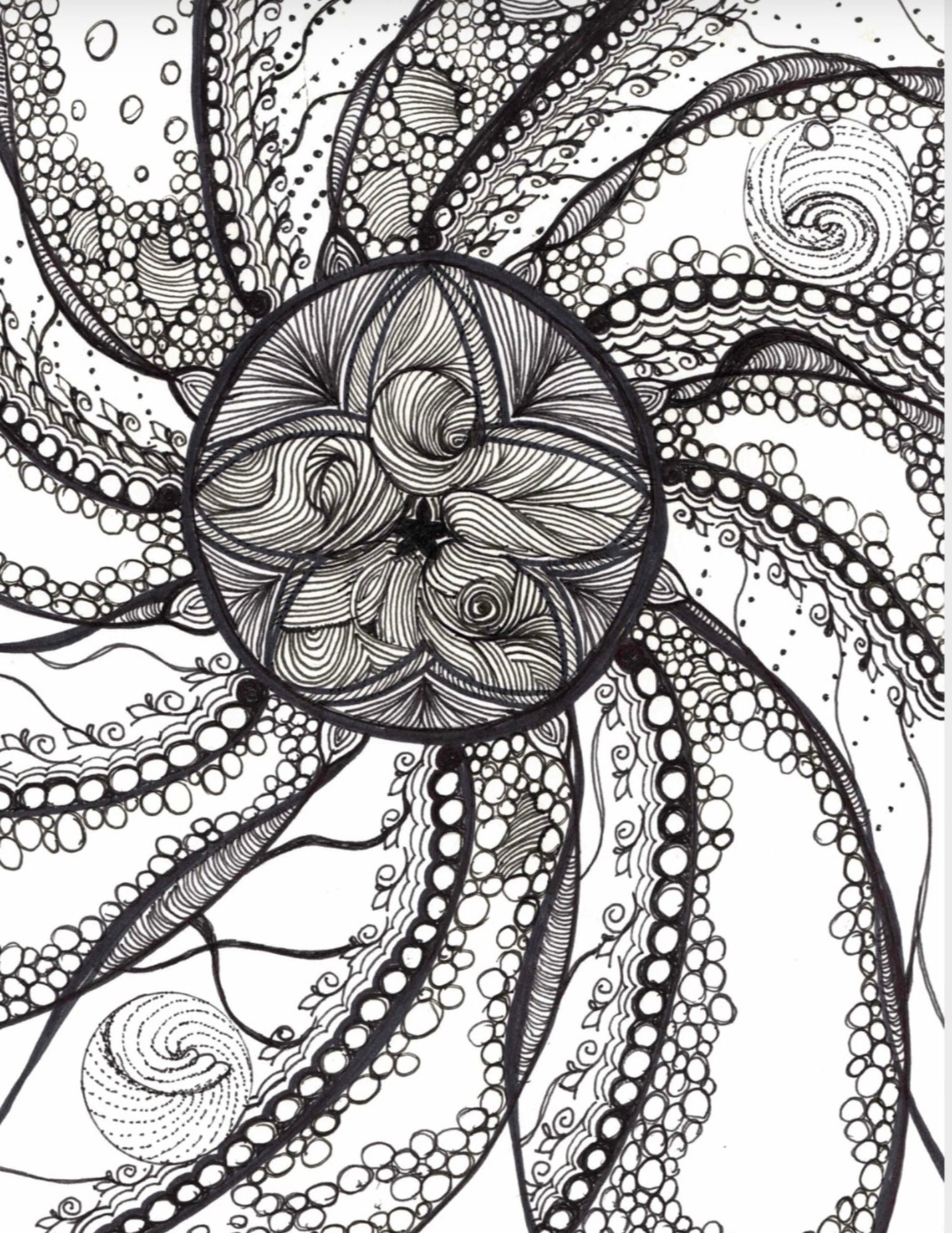 COLOR YOUR WORLD Downloadable Zentangle Coloring Pages Original Printable Art Coloring Book Relaxing Coloring for Adults Stress Relief - Thumbnail 4