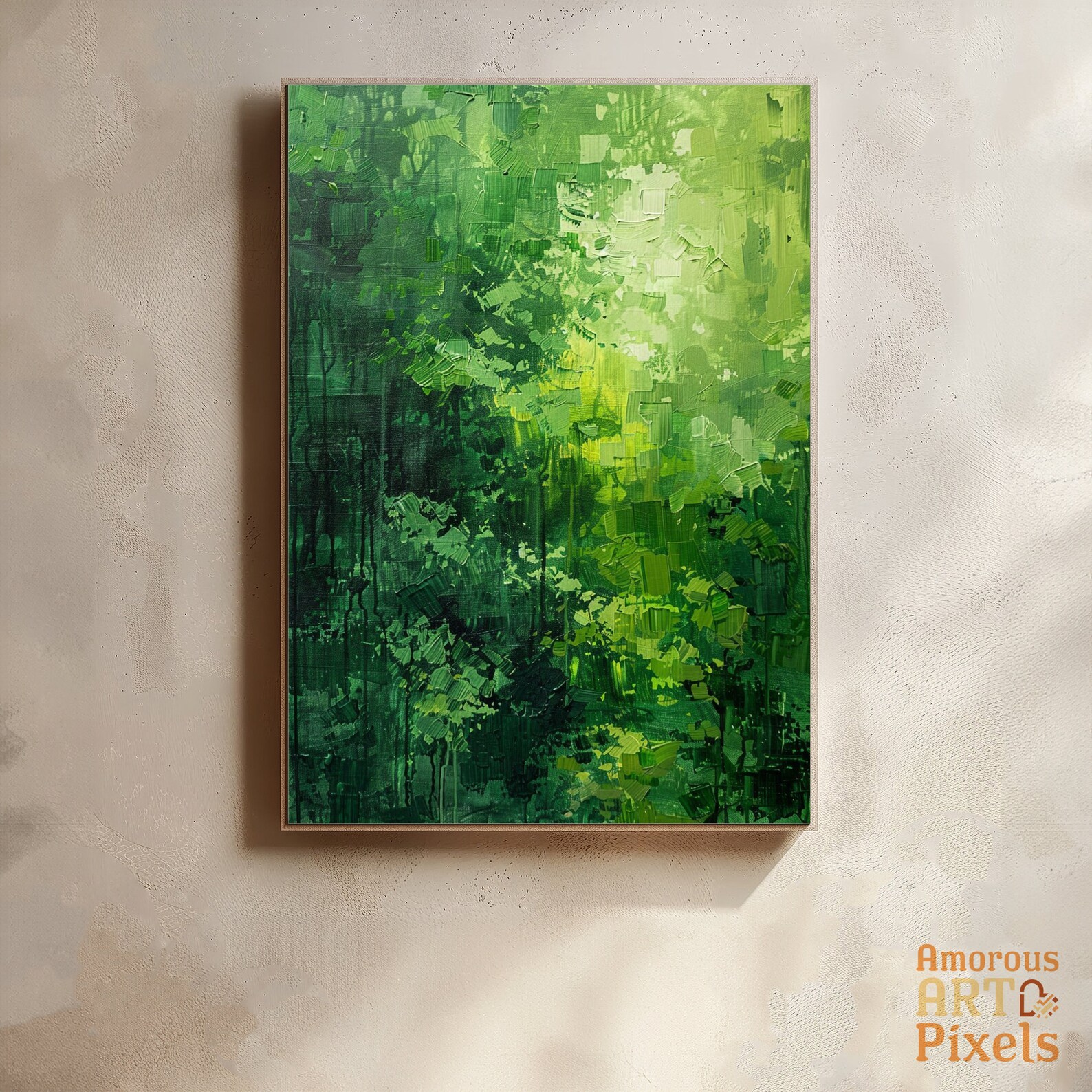 Forest Canopy Abstract Art Print Digital Download Painting, Lush Green ...