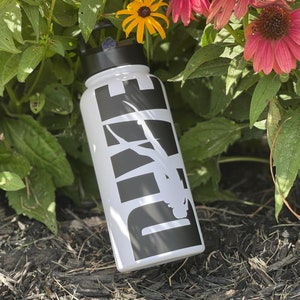 SCUBA Diving Waterproof Stainless Steel Water Bottle for Women - White and Black, SCUBA diver gift, outdoor adventure gear