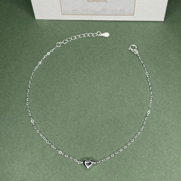 Silver Heart Anklet | Sterling Silver Heart | Minimalist Anklet | Dainty Anklet | Sterling Silver Anklet | Gifts For Her | Jewellery For Her