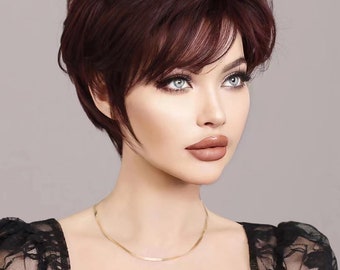 Short Synthetic Black Haircuts Short Wavy Hair Wig