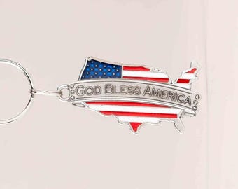 America250 God Bless America Keyring