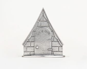 Handcrafted Pewter Gnome Home, Fairy Garden Decor
