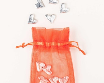Pewter Heart Pocket Charms, USA Made, Bag of 10