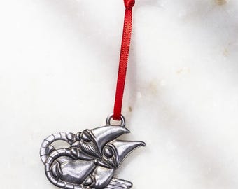 Gnomes Sledding Christmas Ornament | Handmade from Fine Pewter