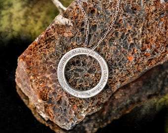Mother Circle Pendant Necklace on Silver Figaro Chain