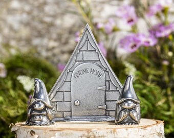 Pewter Gnome Home Set: Lilla, Gron, and Doorway