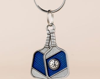 Pickleball Keyring - Handmade in the USA - Pewter