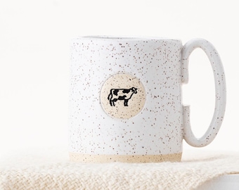Classic Farmhouse Mug, White with Cow