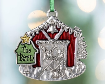 The Reindeer Barn and Elves Christmas Ornament| Danforth 2023 Annual Ornament