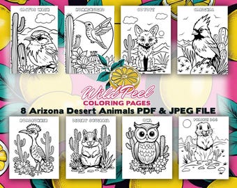 8 Printable Arizona Desert Animals Coloring Pages For Kids, Toddlers, Preschoolers, Coloring Book Preschool Kindergarten Homeschool