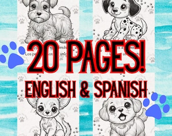 Puppy Coloring Pages for Kids, 20 Printable PDF Pages, Digital Download