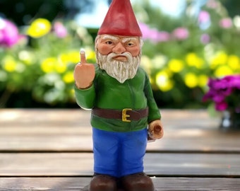 Middle Finger Gnome | Rude Gnome, Cheeky Gnome, Funny Drunk Gnome, Home Garden Decor, Fairy Garden Ornaments, Outdoor Statues, Garden Gift