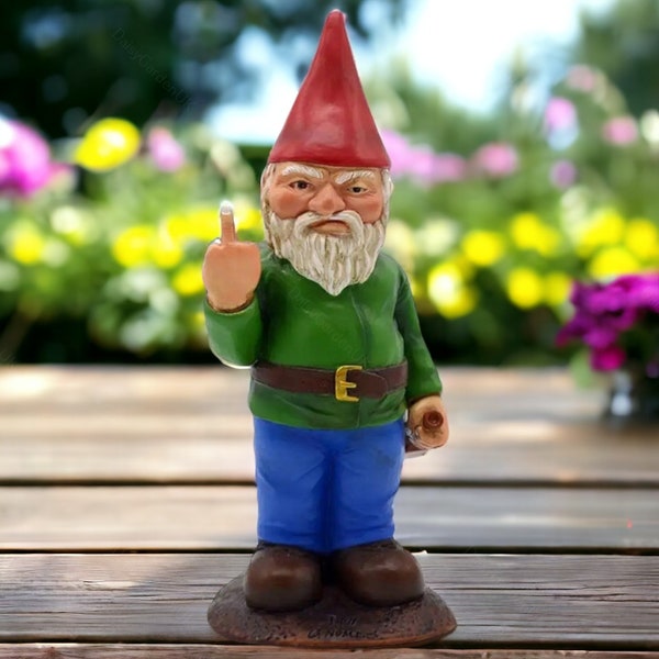 Middle Finger Gnome | Rude Gnome, Cheeky Gnome, Funny Drunk Gnome, Home Garden Decor, Fairy Garden Ornaments, Outdoor Statues, Garden Gift