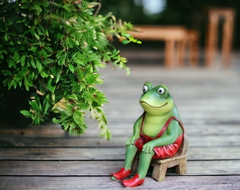 Sitzende Frosch-Gartenfigur | Mini-Harz-Froschstatue, Rasenornament, Teichstatuen im Freien, Gartendekoration, Feengarten, Gartengeschenk für Kinder