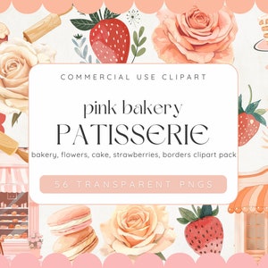 Pâtisserie Boulangerie Rose, Pâtisserie Rose, Boulangerie Rose Pêche, Clipart Café Français, Pâtisseries Boulangerie, Usage Commercial, Clipart Anniversaire Rose