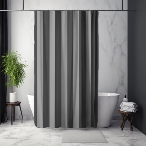 Contemporary Grey Stripe Shower Curtains, Aesthetic Room Decor, Housewarming Gift, Custom Bath Curtain, Decorative Shower Curtain Gift