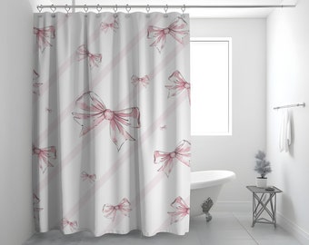 Pink Bows Shower Curtain: Coquette Bathroom Decor