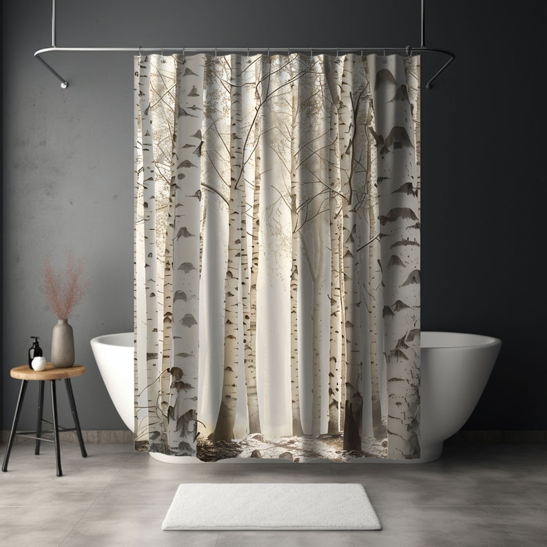 Birch Tree Shower Curtain Custom Waterproof Fabric Shower Curtain ...