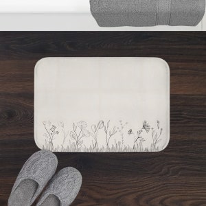 Wildflower Bath Mat: Memory Foam Cottagecore Bathroom Decor