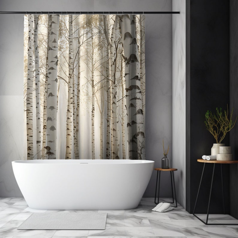 Birch Tree Shower Curtain Custom Waterproof Fabric Shower Curtain ...