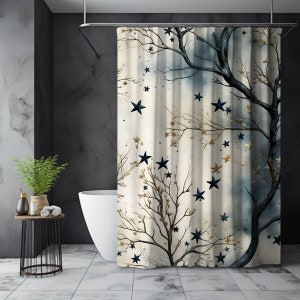 Celestial Shower Curtains, Bath Accessories, Shower Curtain Boho, Aesthetic Room Decor, Housewarming Gift, Decorative Shower Stall Curtain