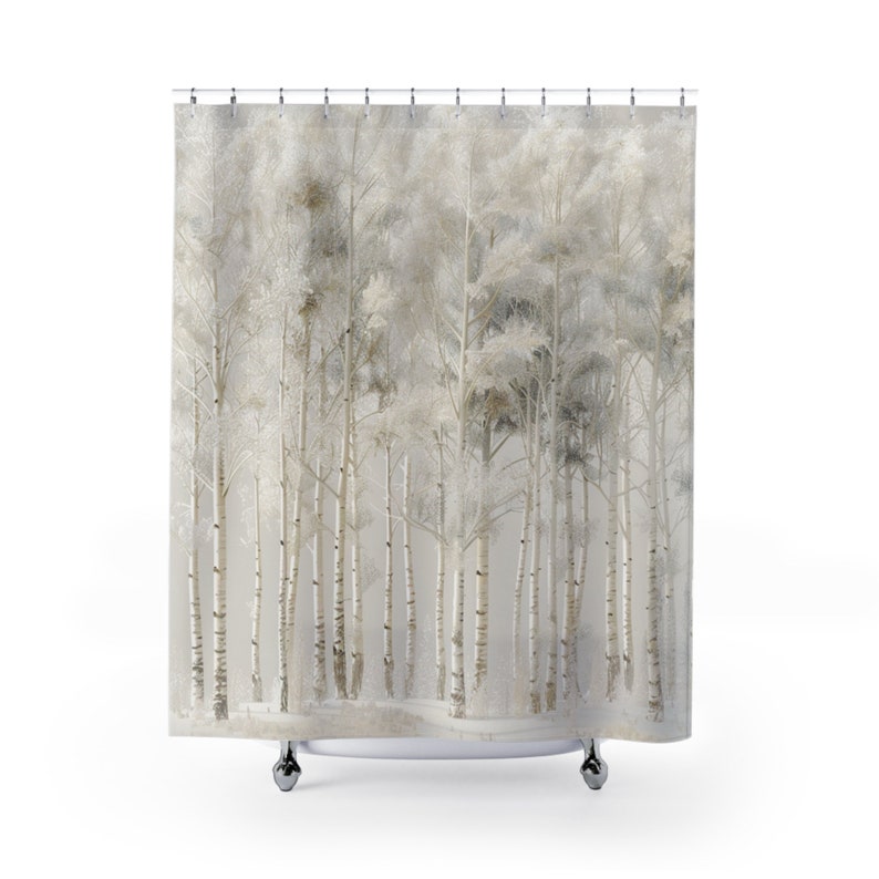 Birch Trees Shower Curtain, Aesthetic Room Decor, Cotagecore Decor