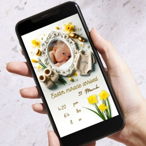 Tarjetas de bebé personalizadas, arte digital personalizado, anuncios de luces de Pascua, descargas instantáneas, tarjetas de bebé personalizables, anuncio de luz de bebé