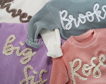 Name Sweaters | Embroidered Sweaters for Babies and Toddlers | Custom | Big Sis sweater | Sweater with Words | Matching Sweaters | Gift