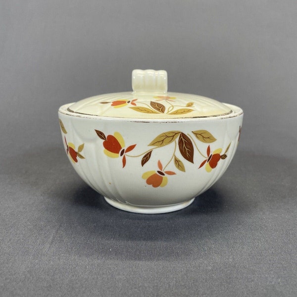 Hall Superior Jewel Tea Autumn Leaf Covered Grease Drip Jar Bowl with Lid