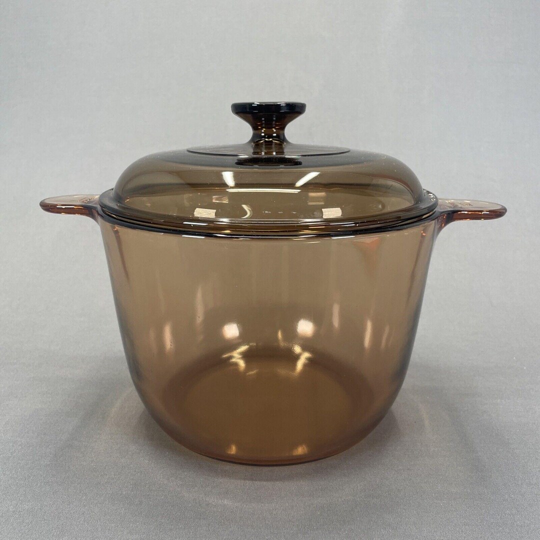 Corning Ware Vision Amber Stock Stew Pot 3.5 Liter Pyrex Lid Cookware ...