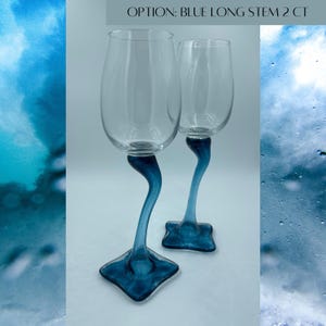 Copas de vino hechas a mano / Copa de vino / Copa para beber / Copa de vino azul / Copa de vino personalizada