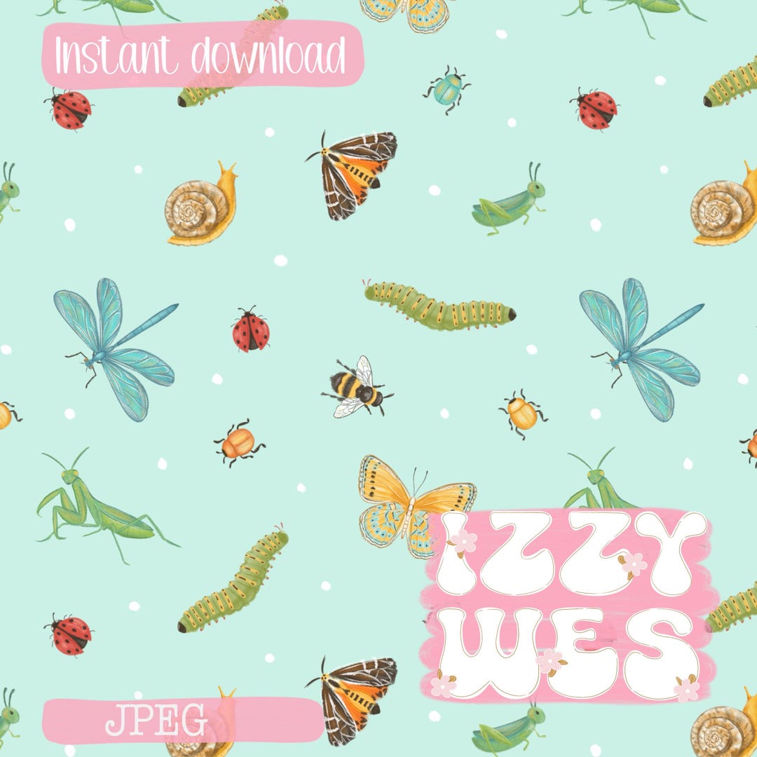Insect Pattern Boy Insect Seamless Pattern | Bug Hunt Trendy Digital Download | Hey Love ...