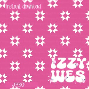 Fall Retro Patchwork Sawtooth Star Seamless Pink | Vintage Colors Repeating Pattern | YeeHaw MeeMaw Collection