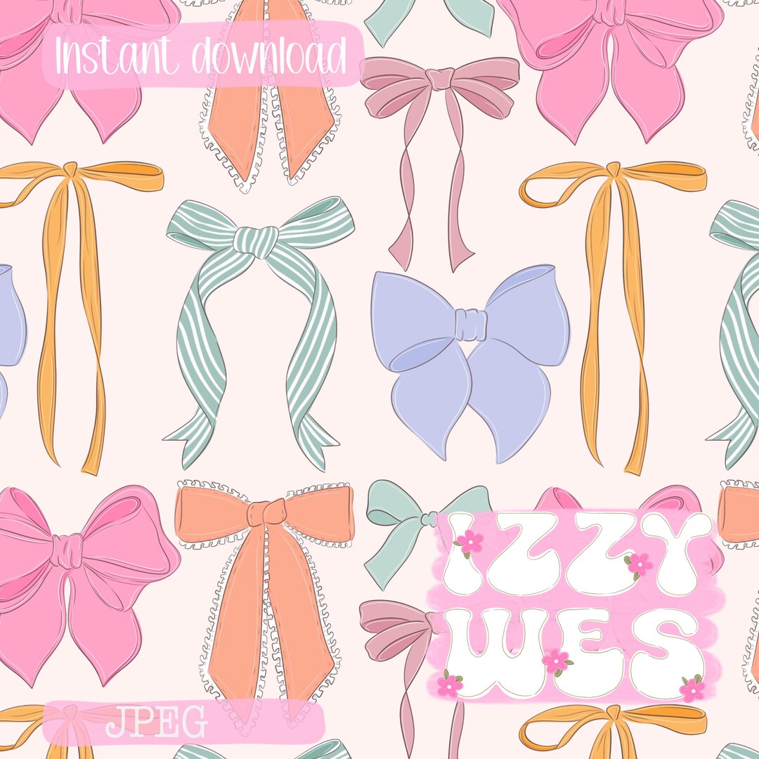 Vintage Coquette Bows Seamless Pattern | Heirloom Hand Drawn Digital ...