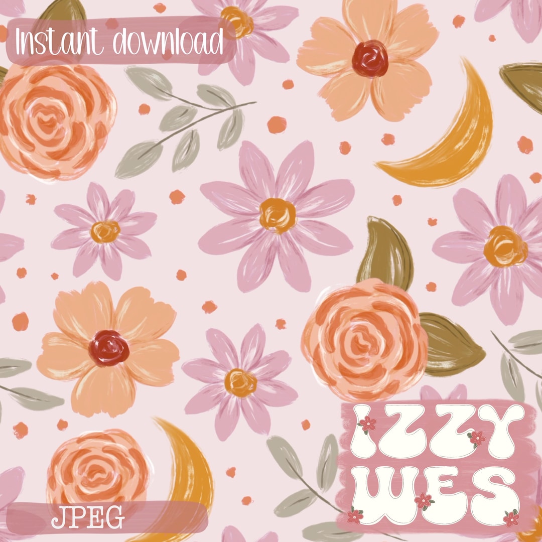 Floral Seamless Pattern | Hand Painted Rose & Daisy Print | Pink and ...