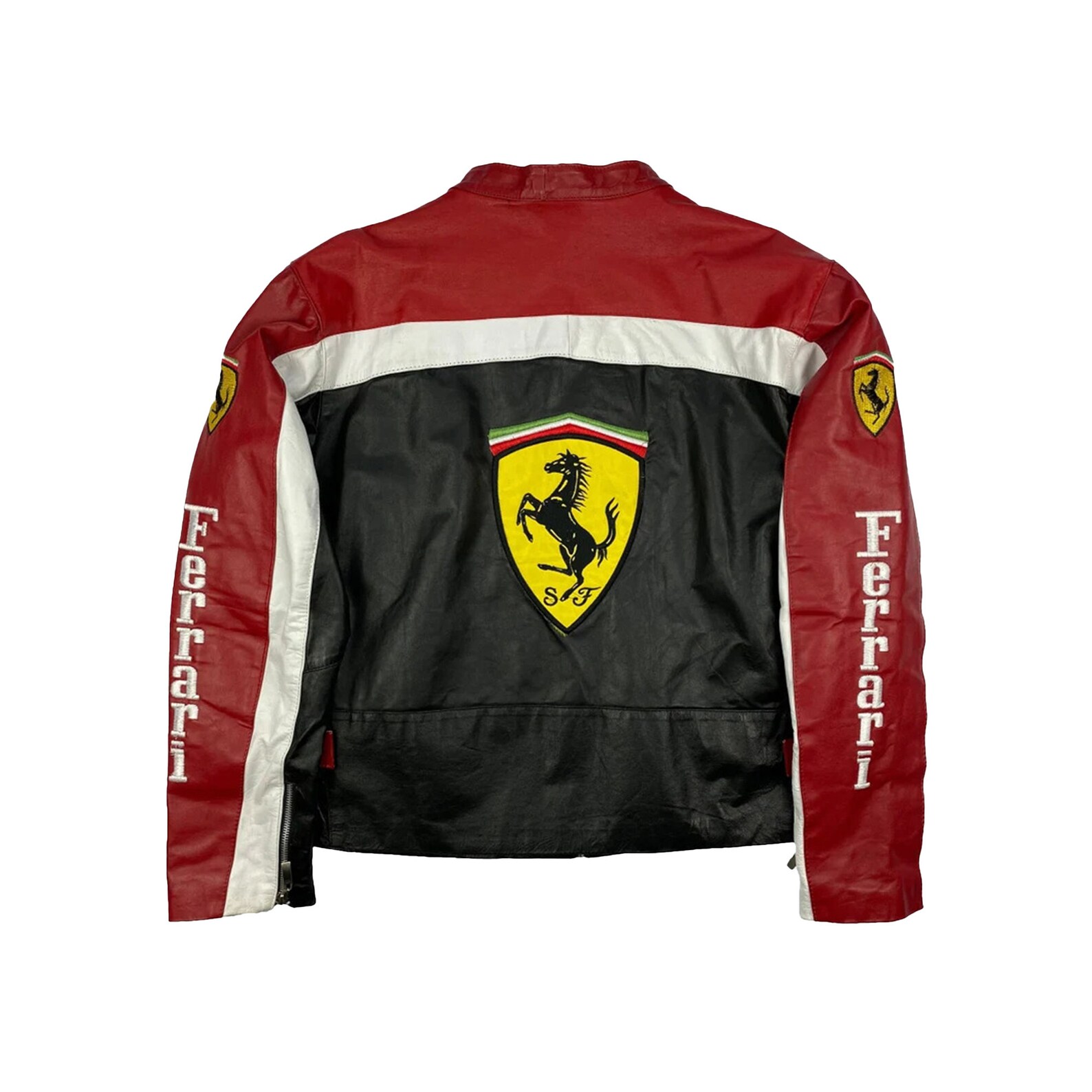Ferrari Black & Red Men's F1 Racing Jacket Leather Jacket Leather 90s ...
