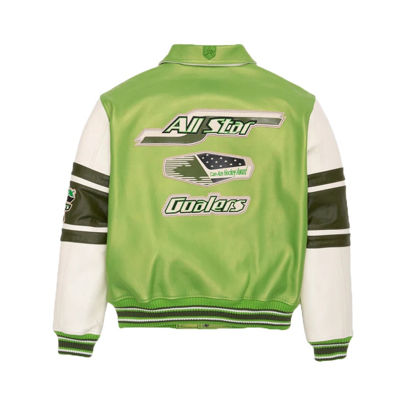 Avirex Parrot Green Color All Stars Goal Leather Jacket Hockey Edition ...