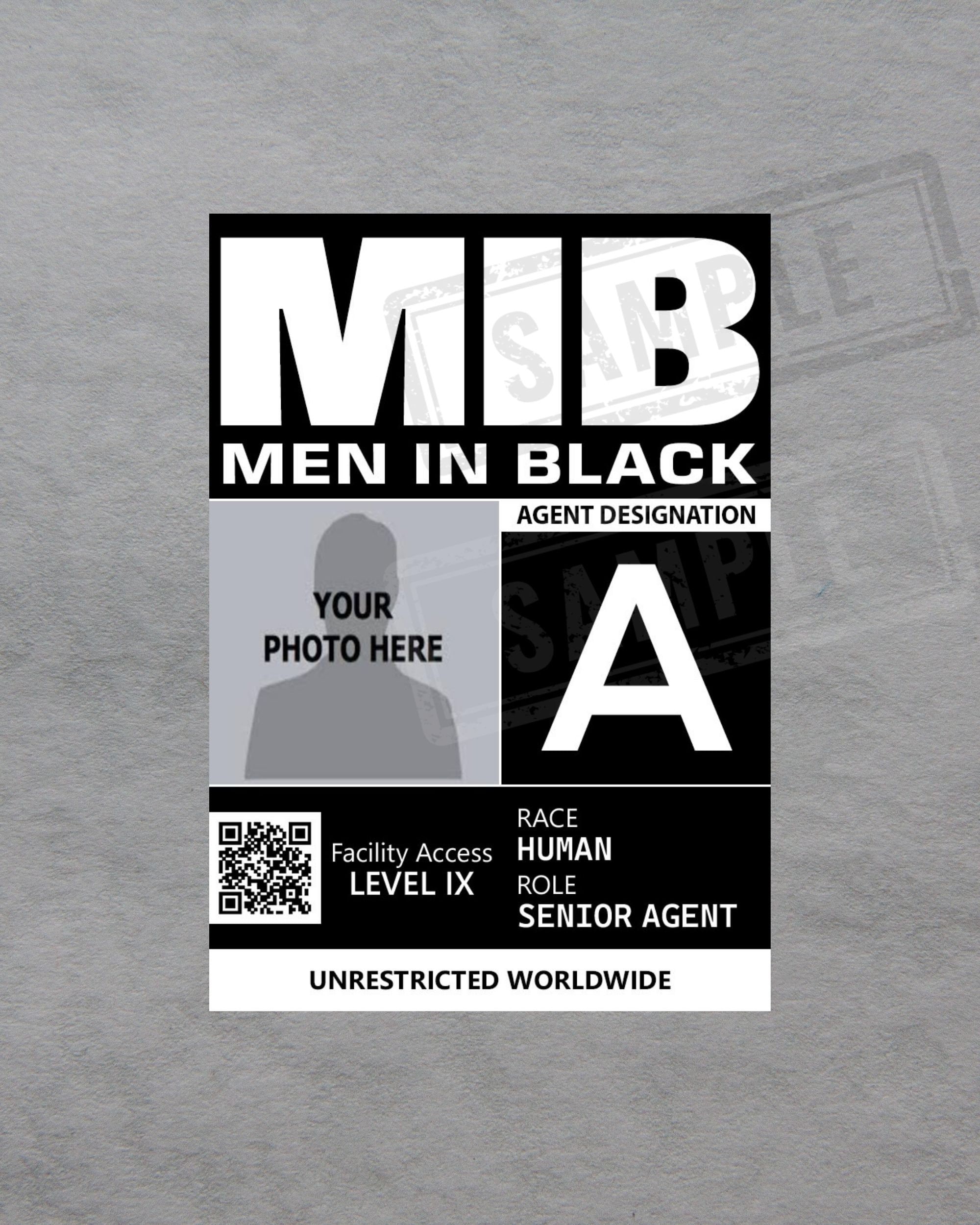 Printable Personalized MIB ID Card Men in Black ID Card Personalized Printable Personalized MIB ID Card Men in Black ID Card Personalized